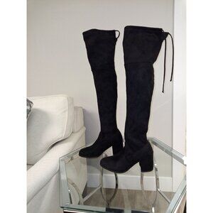 She & In Women's Black Faux Suede Over the Knee Boots Size 36 (5.5)